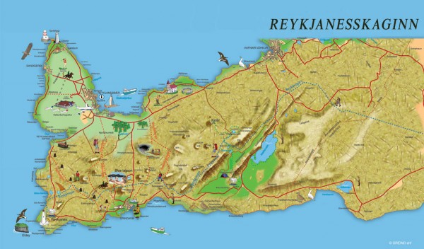 Turystyczna mapa Reykjanes