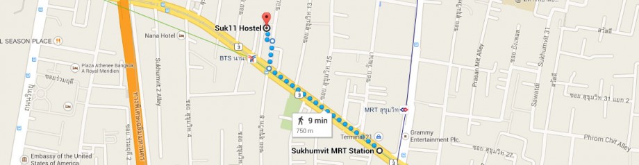 stacja metra Sukhumvit - hostel Suk 11